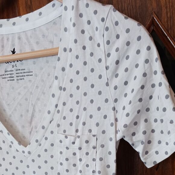 Aerie Cotton Polka Dot V Neck T Shirt Dress Sleep Dress SMALL - Picture 2 of 7